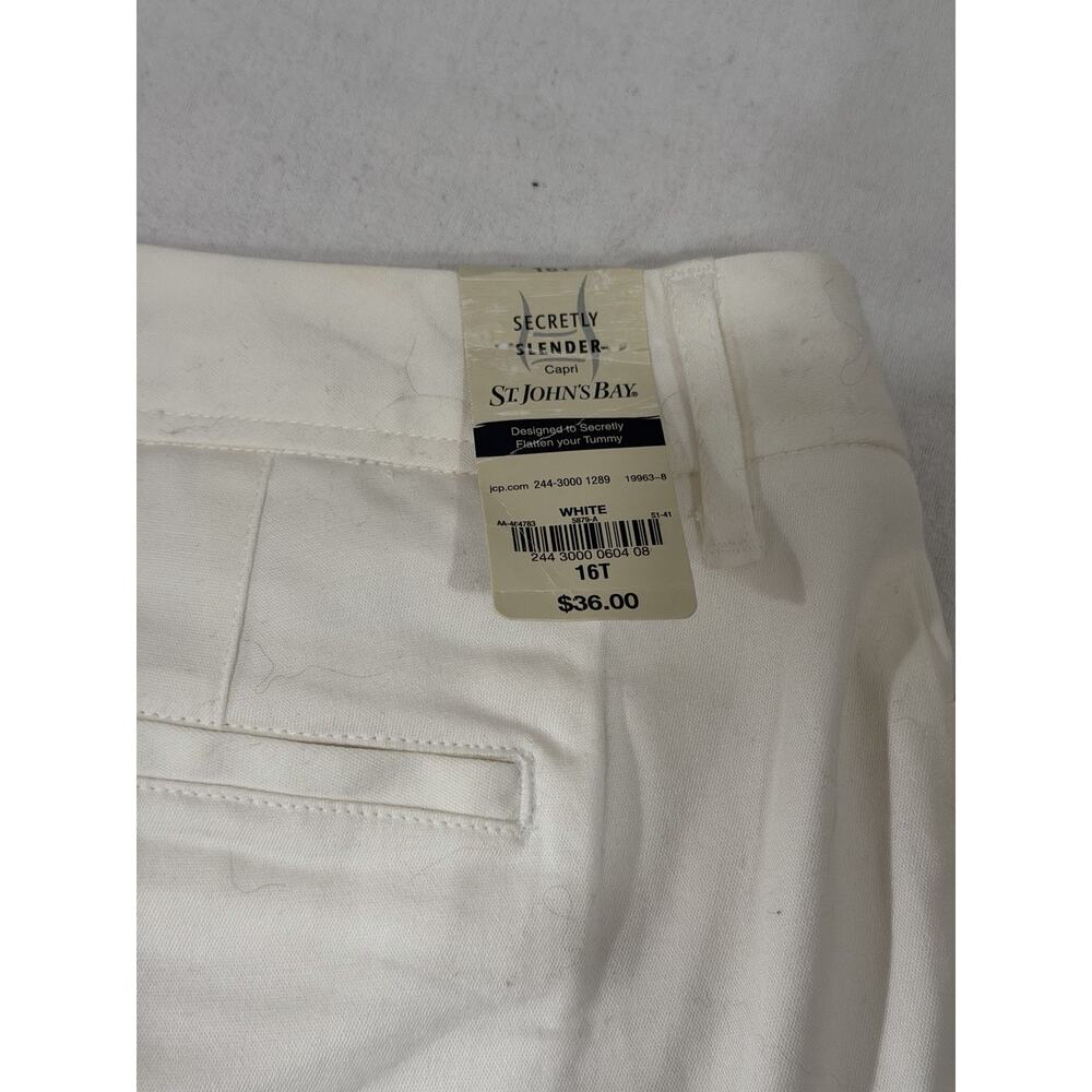 St. John's Bay White Capri Pants Twill Straight Leg Stretch Women Tall NEW - Picture 6 of 7